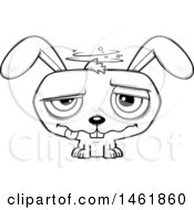 Clipart Of A Cartoon Lineart Dizzy Evil Bunny Rabbit Royalty Free Vector Illustration by Cory Thoman
