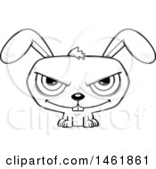 Clipart Of A Cartoon Lineart Evil Bunny Rabbit Royalty Free Vector Illustration