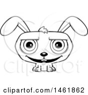 Clipart Of A Cartoon Lineart Grinning Evil Bunny Rabbit Royalty Free Vector Illustration