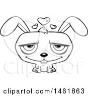 Clipart Of A Cartoon Lineart Loving Evil Bunny Rabbit Royalty Free Vector Illustration by Cory Thoman