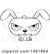 Clipart Of A Cartoon Lineart Mad Evil Bunny Rabbit Royalty Free Vector Illustration