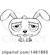Clipart Of A Cartoon Lineart Sad Evil Bunny Rabbit Royalty Free Vector Illustration by Cory Thoman