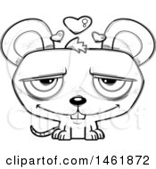 Clipart Of A Cartoon Lineart Loving Evil Mouse Royalty Free Vector Illustration