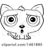 Clipart Of A Cartoon Lineart Surprised Evil Cat Royalty Free Vector Illustration by Cory Thoman