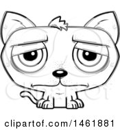 Clipart Of A Cartoon Lineart Sad Evil Cat Royalty Free Vector Illustration