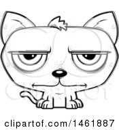 Clipart Of A Cartoon Lineart Bored Evil Cat Royalty Free Vector Illustration