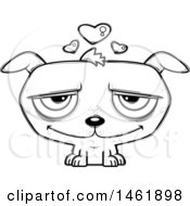 Clipart Of A Cartoon Lineart Loving Evil Puppy Dog Royalty Free Vector Illustration