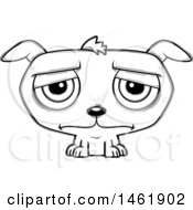 Cartoon Outline Sad Evil Puppy Dog