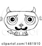 Clipart Of A Cartoon Lineart Scared Evil Devil Royalty Free Vector Illustration