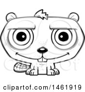 Clipart Of A Cartoon Lineart Smiling Evil Beaver Royalty Free Vector Illustration