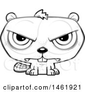 Clipart Of A Cartoon Lineart Mad Evil Beaver Royalty Free Vector Illustration