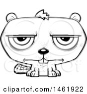 Clipart Of A Cartoon Lineart Bored Evil Beaver Royalty Free Vector Illustration