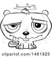 Clipart Of A Cartoon Lineart Drunk Evil Beaver Royalty Free Vector Illustration