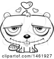 Clipart Of A Cartoon Lineart Loving Evil Beaver Royalty Free Vector Illustration