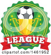 Clipart Of A Soccer Ball And Trophy Design Royalty Free Vector Illustration