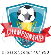 Clipart Of A Soccer Ball And Trophy Design Royalty Free Vector Illustration