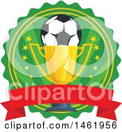 Poster, Art Print Of Soccer Ball And Trophy Design