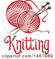 Clipart Of Red Balls Of Yarn And Needles Over Text Royalty Free Vector Illustration
