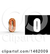 Poster, Art Print Of 3d Illuminated Theater Styled Vintage Letter O With Alpha Map For Isolation
