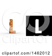 Clipart Of A 3d Illuminated Theater Styled Vintage Letter L With Alpha Map For Isolation Royalty Free Illustration