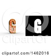 Poster, Art Print Of 3d Illuminated Theater Styled Vintage Letter G With Alpha Map For Isolation