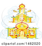 Clipart Of A Wooden Tower Building In The Winter Royalty Free Vector Illustration