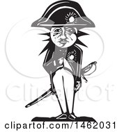 Clipart Of A Sun And Moon Headed Napoleon Black And White Woodcut Style Royalty Free Vector Illustration by xunantunich