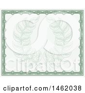 Poster, Art Print Of Vintage Green Certificate Design With A Laurel Wreath Faded In The Center