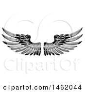 Clipart Of A Black And White Pair Of Feathered Wings Royalty Free Vector Illustration