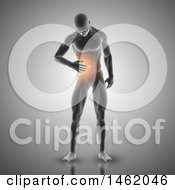 Poster, Art Print Of 3d Medical Anatomical Male With Glowing Stomach Pain On Gray