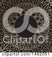 Clipart Of A Golden Ornate Mandala Design On Black Royalty Free Vector Illustration