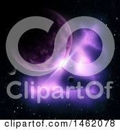 Poster, Art Print Of 3d Purple Nebula And Fictional Planets In Outer Space