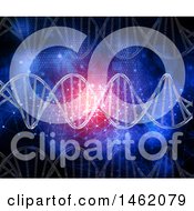 Poster, Art Print Of 3d Computer Circuit Binary Code Network And Dna Strand Medical Background