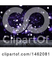 Poster, Art Print Of 3d Wood Table And Flares With Stars On Purple