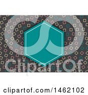 Clipart Of A Turquoise Frame Over A Diamond Pattern Royalty Free Vector Illustration