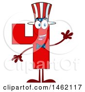 Poster, Art Print Of Patriotic American Number Four Mascot Character Waving