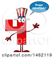 Poster, Art Print Of Patriotic American Number Four Mascot Character Waving And Talking