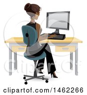 Clipart Of An African American Business Woman Working On A Computer At Her Office Desk Royalty Free Vector Illustration by Amanda Kate #COLLC1462266-0177