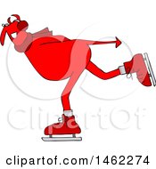 Clipart Of A Chubby Red Devil Ice Skating Royalty Free Vector Illustration