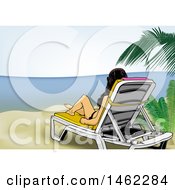 Clipart Of A Woman Relaxing On A Beach Chair Royalty Free Vector Illustration
