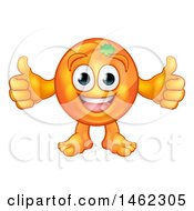 Cartoon Happy Orange Mascot Character Giving Two Thumbs Up