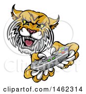 Poster, Art Print Of Bobcat Mascot Playing A Video Game