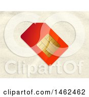 Poster, Art Print Of Red And Gold Sim Card Over A Fabric Background