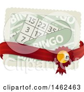 Bingo Ball Ribbon On A Red Bow With Cards
