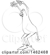 Clipart Of A Chubby Black And White Devil In A Scary Pose Royalty Free Vector Illustration