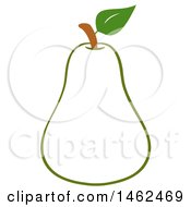 Clipart Of A Green Outlined Pear Royalty Free Vector Illustration