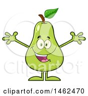 Clipart Of A Happy Pear Mascot Character With Open Arms Royalty Free Vector Illustration