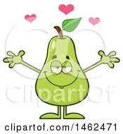 Clipart Of A Loving Pear Mascot Character Royalty Free Vector Illustration