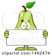 Poster, Art Print Of Happy Pear Mascot Character Holding A Blank Sign
