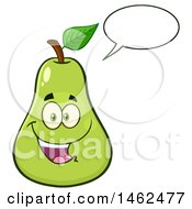 Clipart Of A Happy Pear Mascot Character Talking Royalty Free Vector Illustration